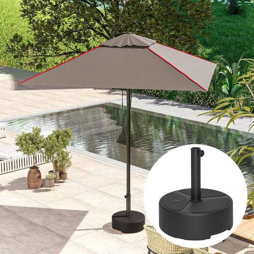 Outsunny Round Garden Parasol Base, Sand/Water Filled Parasol Stand, Black