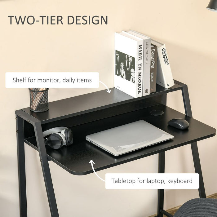 Stylish Computer Desk w/ Upper Storage Shelf, Durable Steel Frame, Perfect for Home or Office