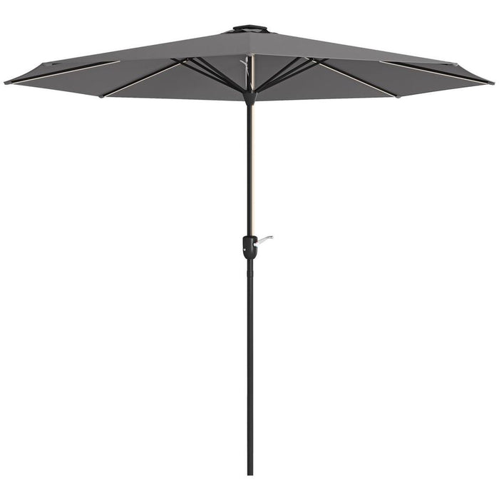 Outsunny Solar Patio Garden Parasol with Lights for Outdoor, Charcoal Grey