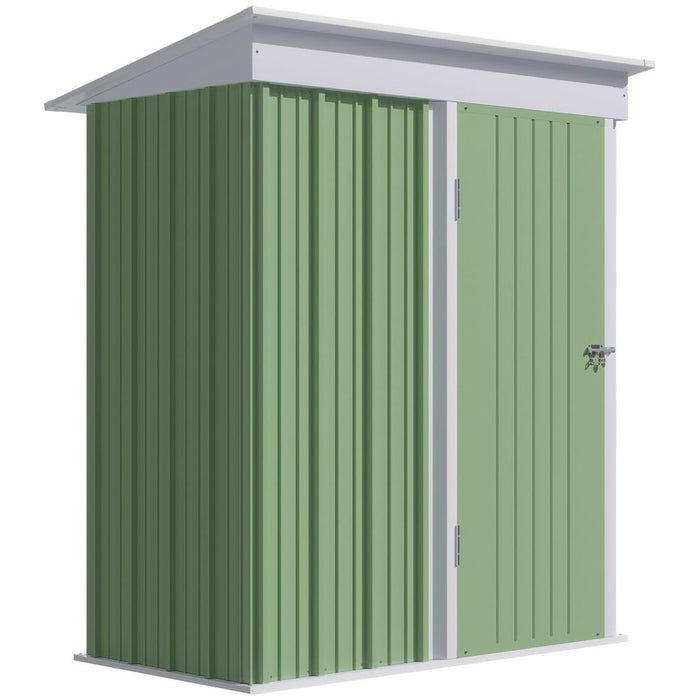 Outsunny Steel Garden Shed, Small Lean-to Shed for Bike Tool, 5x3 ft, Green