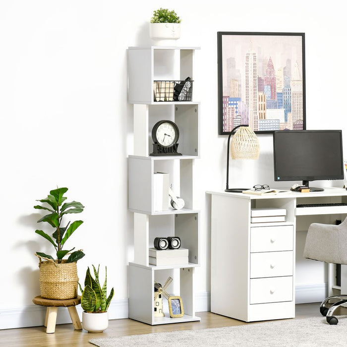 Modern 5-Tier Bookshelf, Stylish Freestanding Storage Shelving in Light Grey