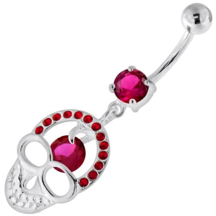 Jeweled Skull with center Stone Navel Belly Piercing