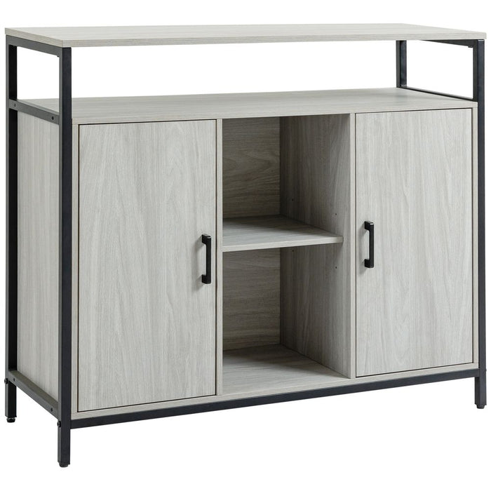 Premium Quality Light Grey Steel Sideboard - 2 Doors, Adjustable Shelves