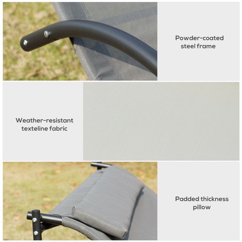 Double Hammock Chair Sun Lounger Swing Rock Seat Grey Rocker W/ Pillow Bed