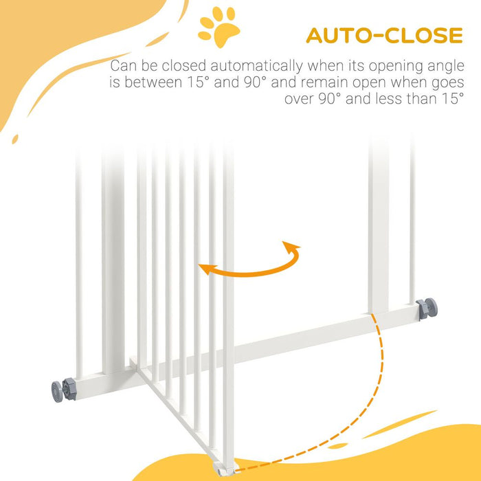 Premium PawHut Adjustable Pet Gate - Safety Barrier with Auto-Close Door | Quality Metal Construction | Fits 74-80cm - White