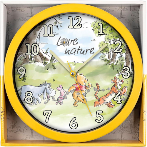 Disney Winnie The Pooh Childrens Yellow Wall Clock WP3014  25CM