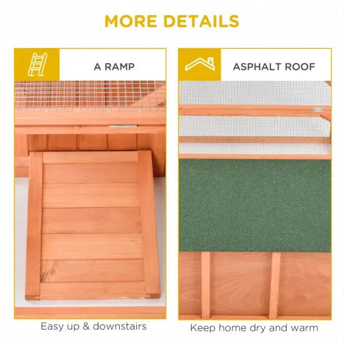 Wooden Rabbit Hutch with Run Small Animal Guinea Pig House 125.5 x 100 x 49cm
