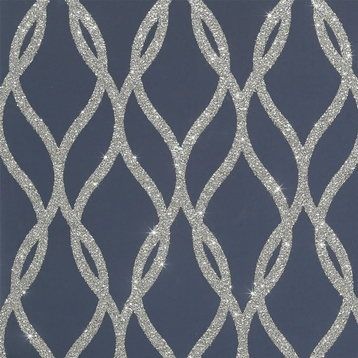 Premium Quality Sequin Trellis Navy/Silver - Professional Seller