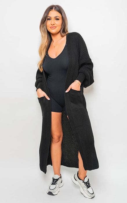 Cozy Knitted Balloon Sleeve Maxi Cardigan