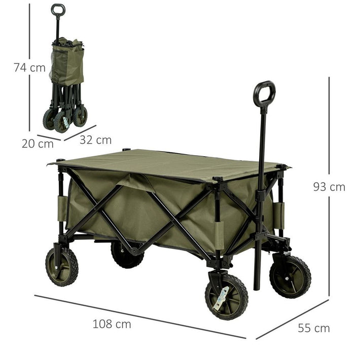 Folding Garden Trolley: Collapsible, Steel, Camping Trolley with Board - Best Quality, 100kg Load