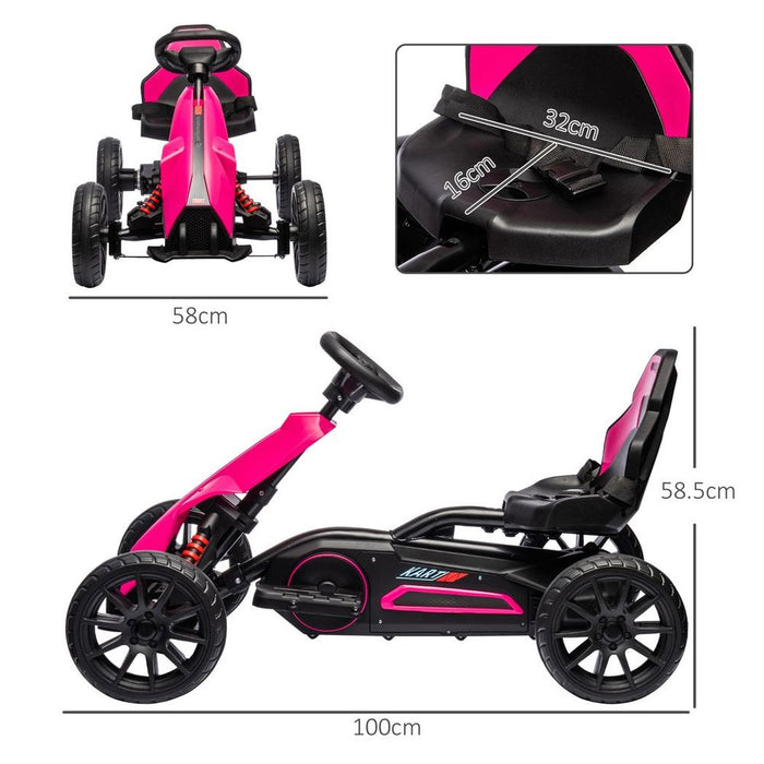 HOMCOM 12V Electric Go Kart with Forward Reversing 2 Speeds for 3-8 Yrs - Pink