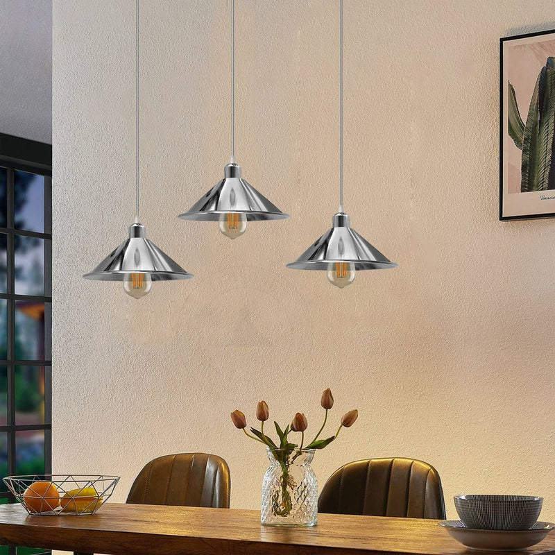 3 Head Rectangle Base Industrial Vintage Ceiling Pendant Light Shade Hanging Lamp