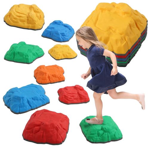 AIYAPLAY Balance Stepping Stones for Kids, 9 PCS River Stones Non-slip Bottom