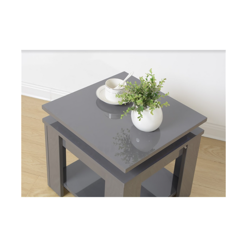 EFFULGENCE Grey Square Side Table - Blue LED Light - Premium Quality