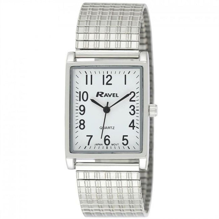 Ravel Mens Rectangular Silver Expander Bracelet Watch - Classic Style & Reliable Quartz Movement