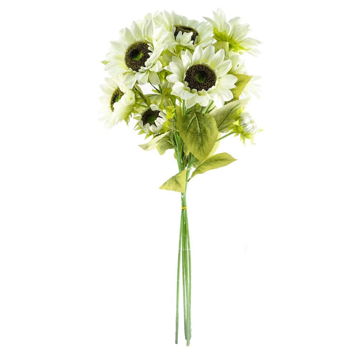 Pack of 6 x 88cm White Artificial Sunflower - 18 heads