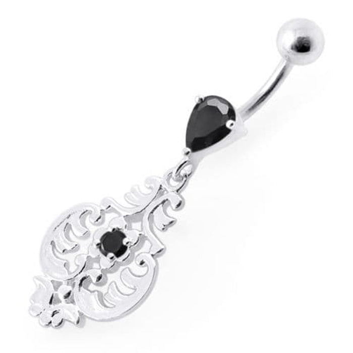 Fancy Ancient Pot Jeweled Dangling Belly Ring