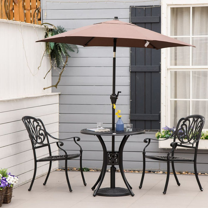 Sturdy 78cm Outdoor Dining Table - Cast Aluminium Black, with Parasol Hole - Outsunny