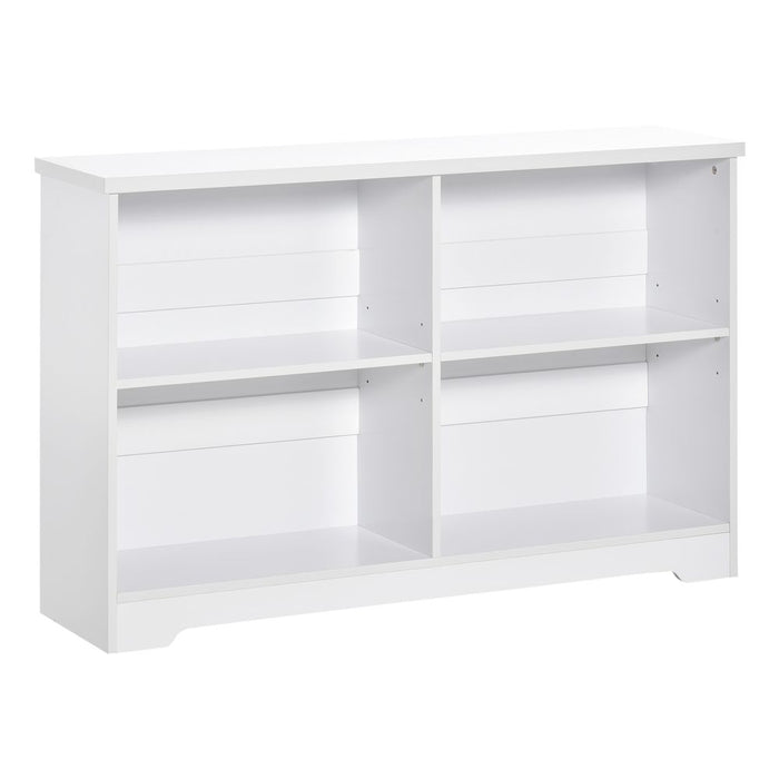 Simple Modern 4-Compartment Low Bookcase - Cube Display Office Shelf