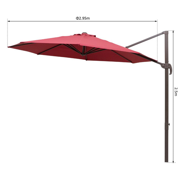 3m Cantilever Aluminium Frame Outdoor Garden Parasol