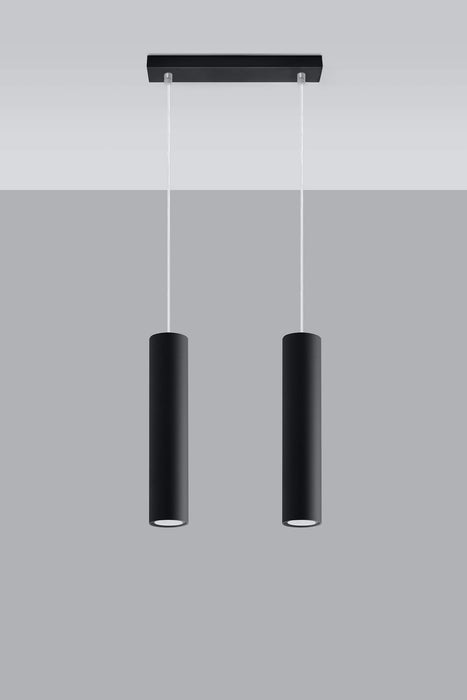 Pendant lamp LAGOS 2 - Black Round Tube Shape - Modern Loft Design - LED GU10