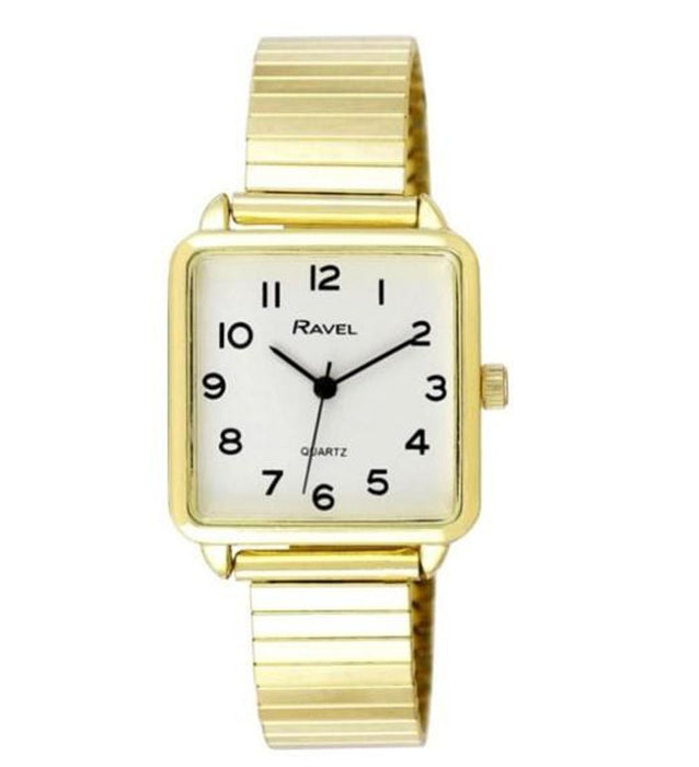 Ravel Women's Gold Expander Bracelet Watch - Classic Rectangular Dial - High Quality