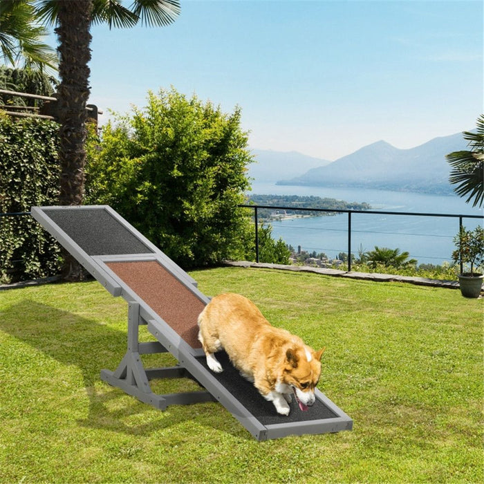 Wooden Dog Agility Seesaw (Grey, Brown, Black) 70.75" L x 11.75" W x 11.75" H