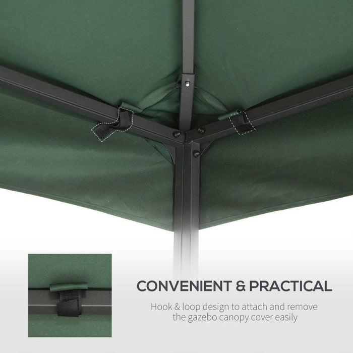 Garden Gazebo Canopy | 3x3m Replacement Roof | Dark Green | High-Quality Polyester | Outsunny