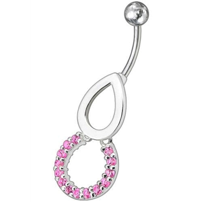 Pear Jeweled Fancy Round Dangling Belly Ring