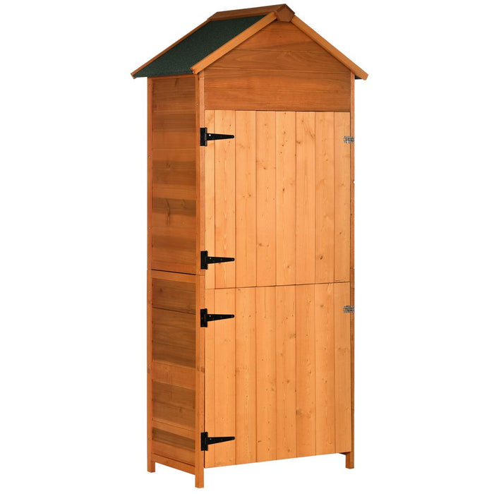 Premium Teak Outdoor Garden Shed w/ Shelves - Organize Tools & Accessories - Outsunny