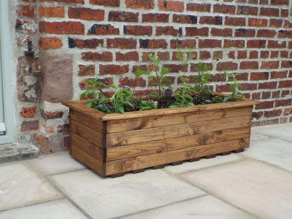 Premium XL Wooden Trough - Handcrafted in Britain, Sustainable Wood, Drainage Slats, 100L Volume