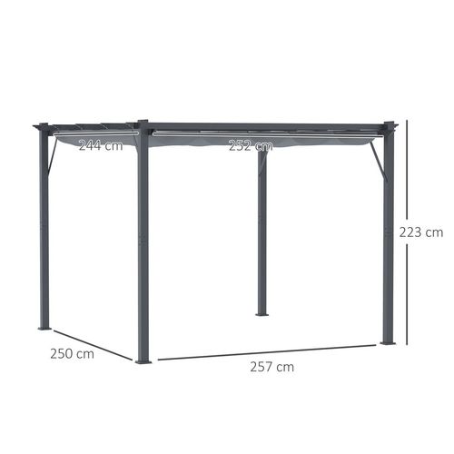 Outsunny 3x3(m) Pergola Gazebo Sun Shade Shelter Aluminium Garden Canopy, Grey