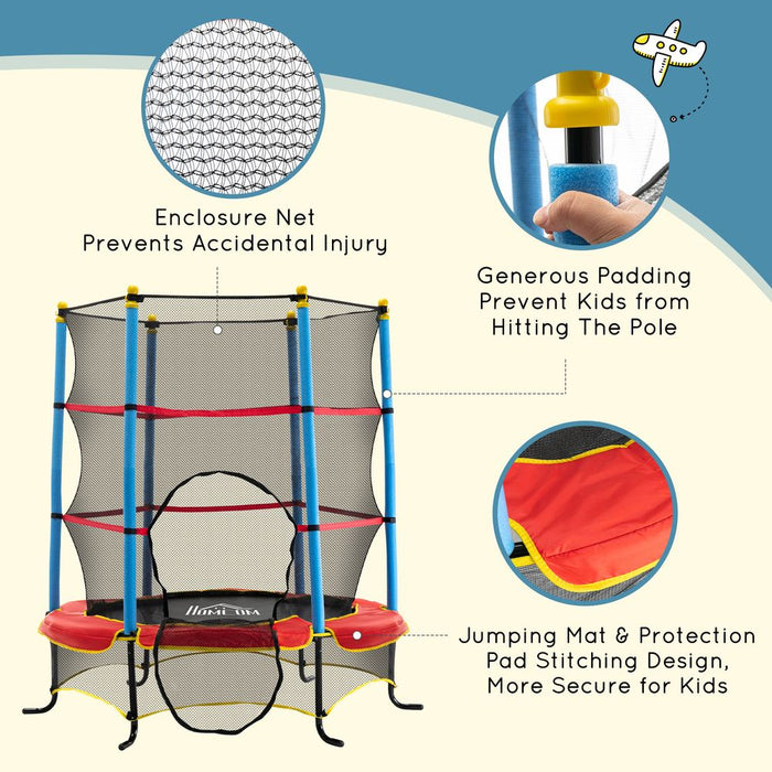 Kids Trampoline w/Enclosure Net & Safety Pad | 3-6 Yrs | Fun & Safe Indoor/Outdoor Jumping | EN71 Certified