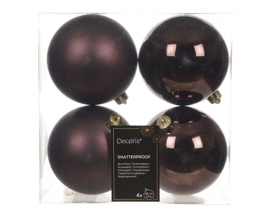 Shatterproof Truffle Bauble 10cm Pack of 4 - Christmas