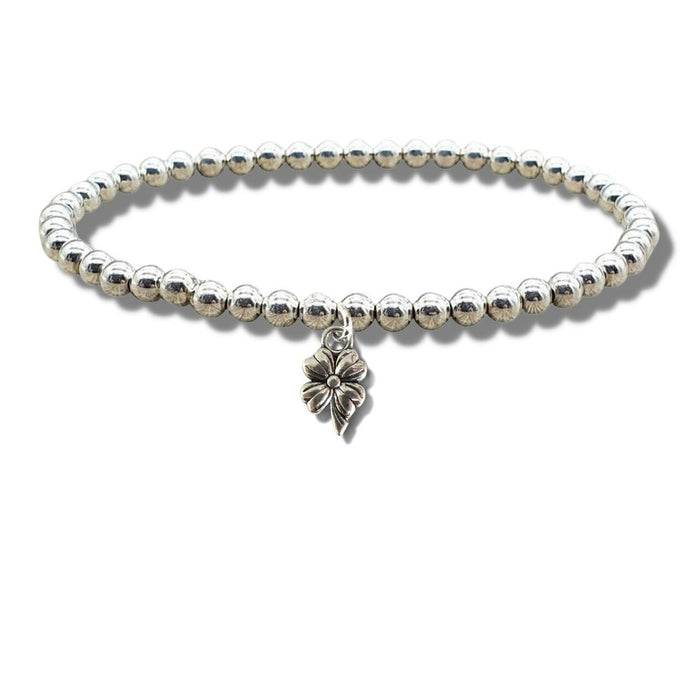 Premium Flower Beaded Bracelet - Silver Plated, Stretch Fit - Ideal Gift