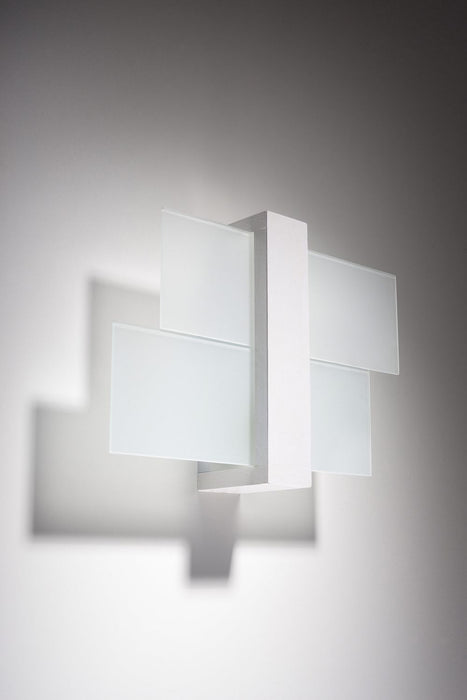 Scandinavian Design Wall Lamp - FENIKS 1-LED E27, White Wood/Glass