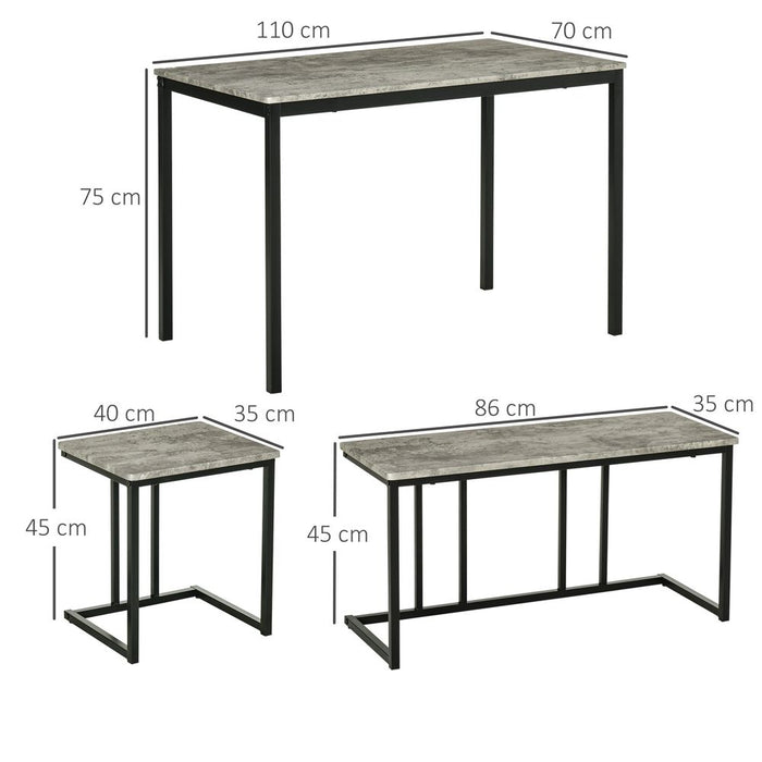 Minimalistic 4-Person Dining Set, Concrete Grey, Strong & Sleek