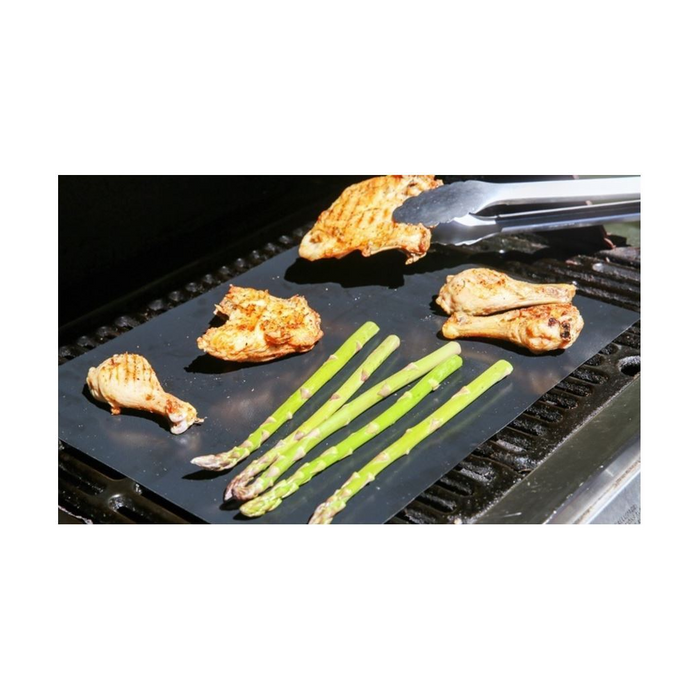 Vinsani Non-Stick BBQ Grill Mat (40 x 33 cm) – Universal Barbeque Baking Oven Liners Reusable and Dishwasher Safe Indoor Outdoor BBQ Cooking Mats for Charcoal Electric Gas Grill Kitchen Ovens – Black