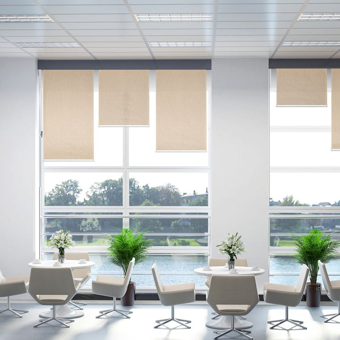 Smart Electric Roller Blinds with Remote - High-Quality, Remote Controlled Shades in Brown, 90x180cm