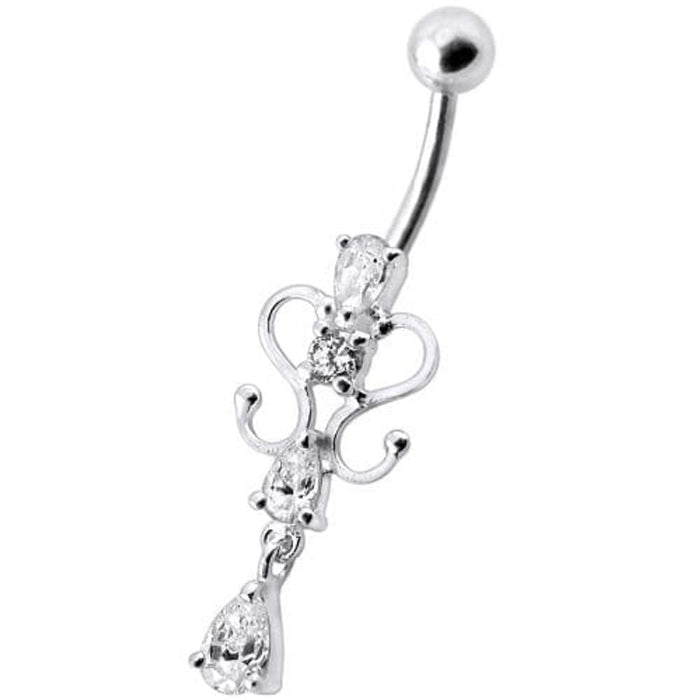 14G Fancy Dangling Green Stone Belly Ring