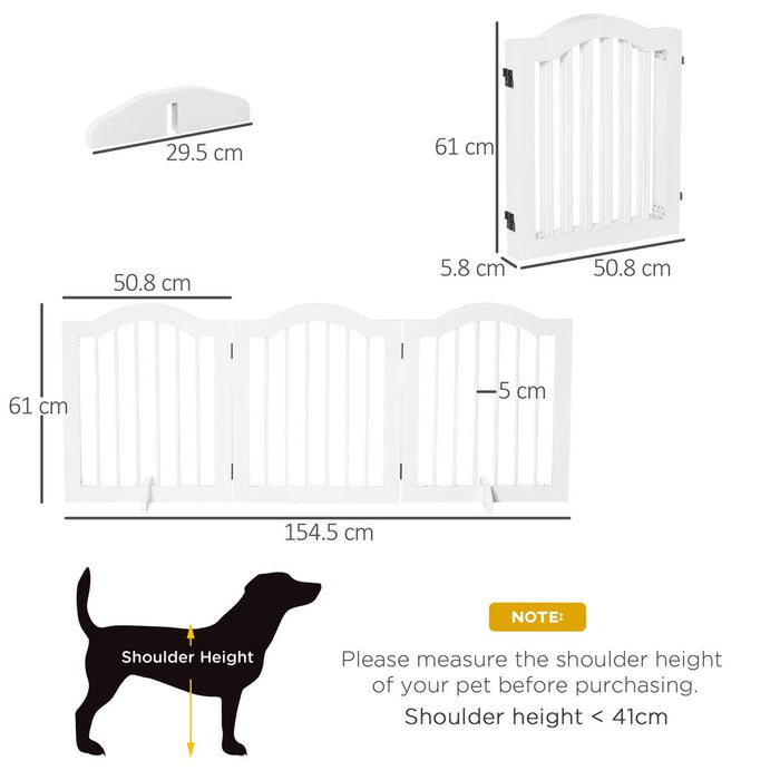 Premium Foldable Dog Gate: 3 Panels, Freestanding, Sturdy Wood, White Fence- Keep Your Pet Safe!