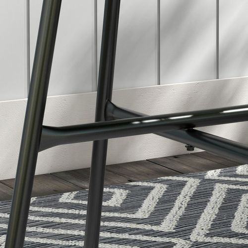 Outsunny Rattan Side Table w/ Tempered Glass Tabletop, Black