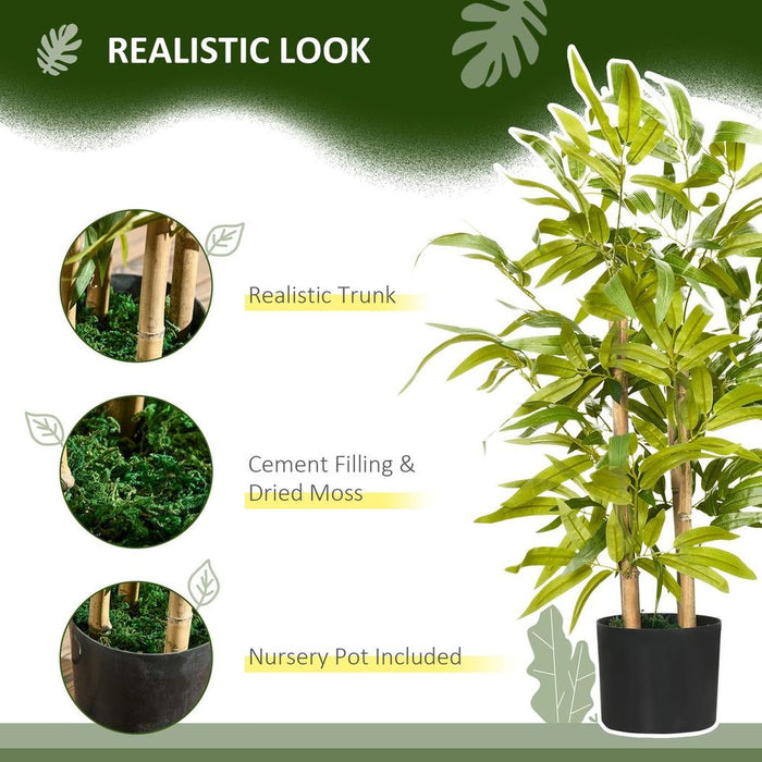 Premium HOMCOM Potted Artificial Bamboo Tree - Lifelike Indoor/Outdoor Decor, 60cm