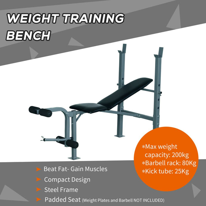 Premium Adjustable Weight Bench - Maximize Your Workouts with HOMCOM Gym Bench - Durable Steel Frame - Supports 200Kg - Ideal for Home Gym