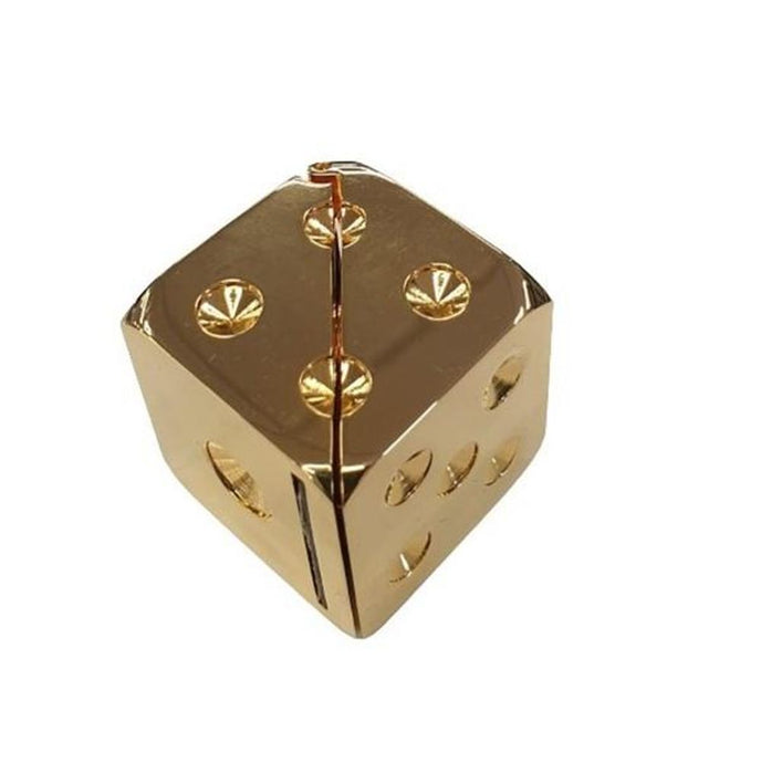 Premium Gold Plated Miniature Clock - Solid Brass, Dice Design - CLEARANCE SALE: RE-BATTERY