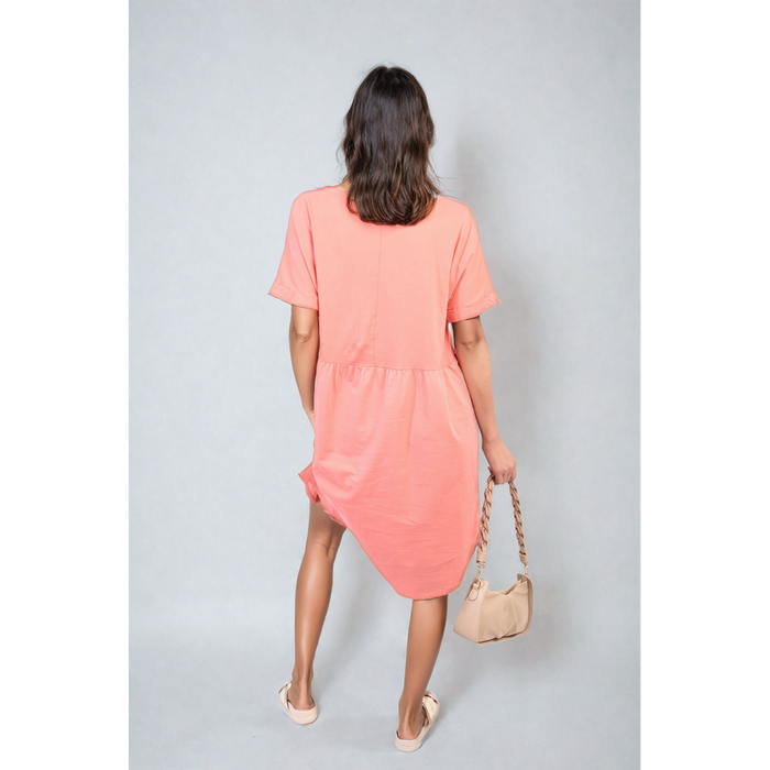 Short Sleeve Button Front Midi Dress