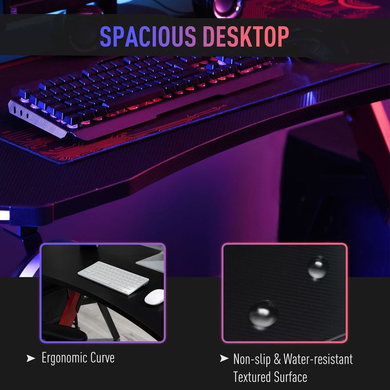 HOMCOM Ergonomic Gaming Desk - LED, Cable Management, Red"

Note: The title has been condensed to meet the 80-character limit.