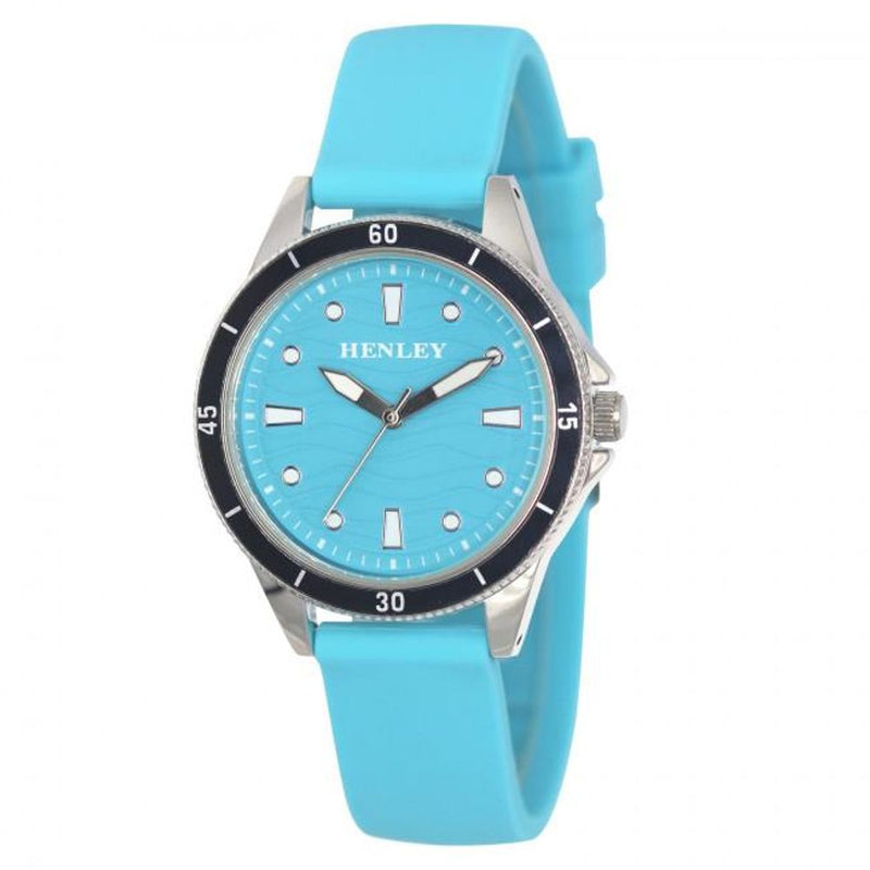 Henley Ladies Wave Blue Dial Watch - Best Quality, Blue Rubber Strap H06176.6