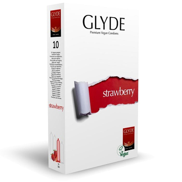 Glyde Ultra Strawberry Vegan Condoms 10 Pack