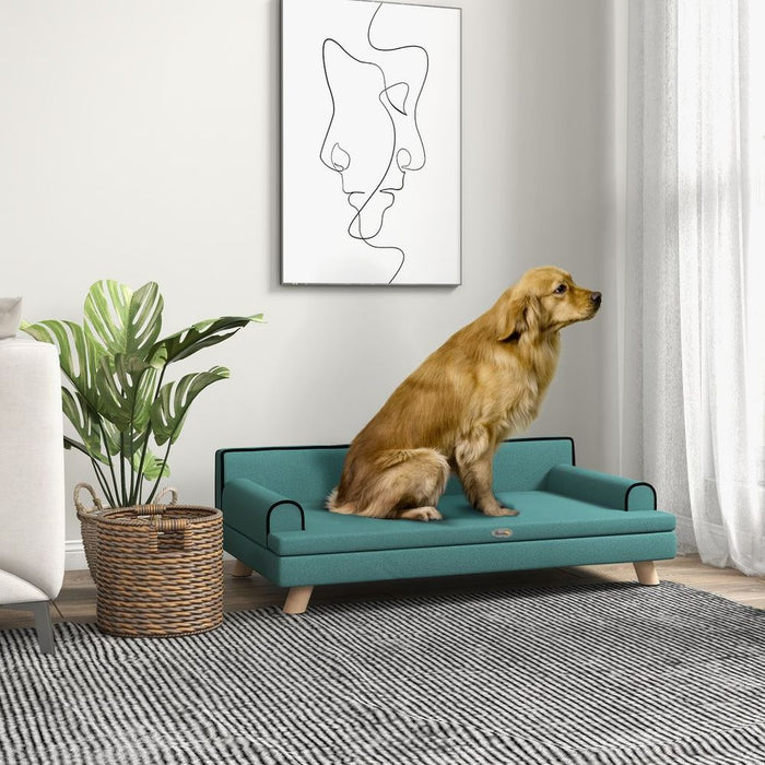 PawHut Dog Sofa w/ Legs - Water-Resistant Fabric - Green - Large & Medium Dogs - Premium Quality